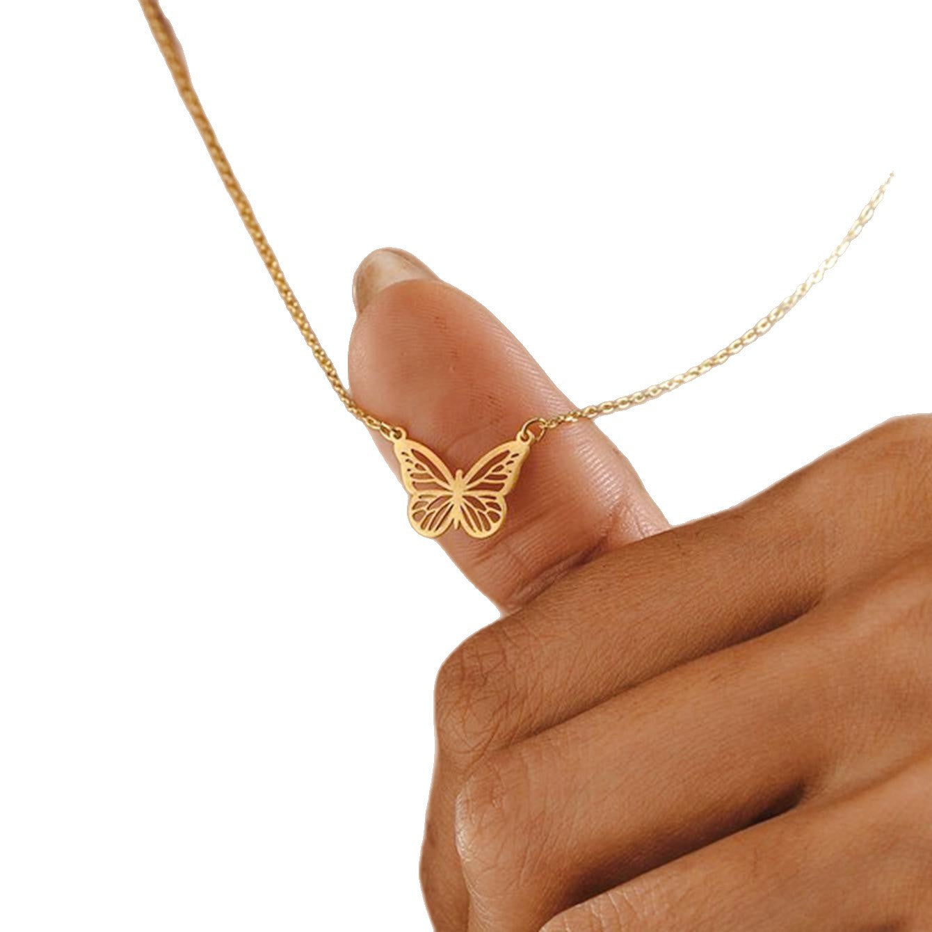 Collier Pendentif Papillon Doré | Acier Titane | VELYNE
