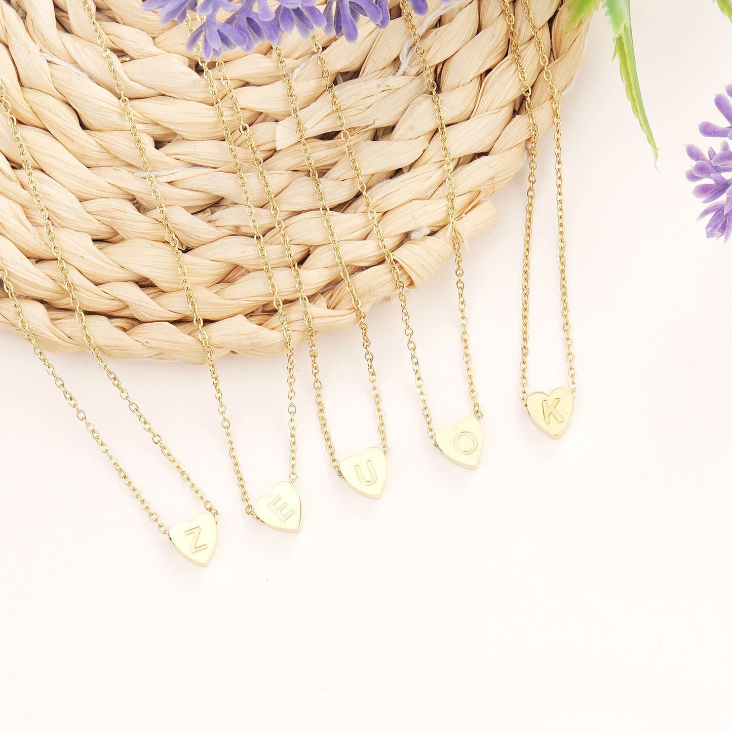 Collier Initiale Personnalisé Cœur Doré | Acier Inox | VELYNE