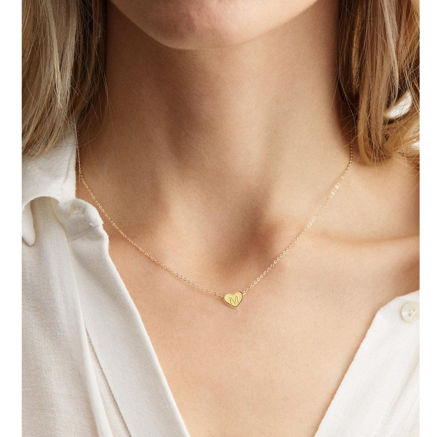 Collier Initiale Personnalisé Cœur Doré | Acier Inox | VELYNE