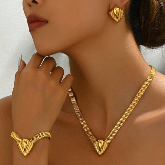 Set Bijoux Dorés 3 Pièces